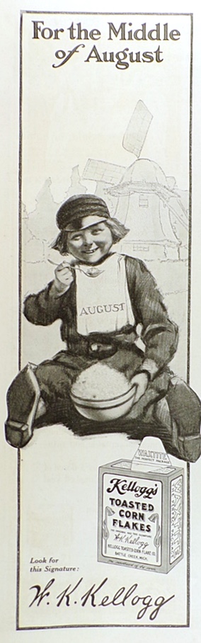 1914 Kellogg's Corn Flakes Ad ~ Dutch Boy Eats Cereal