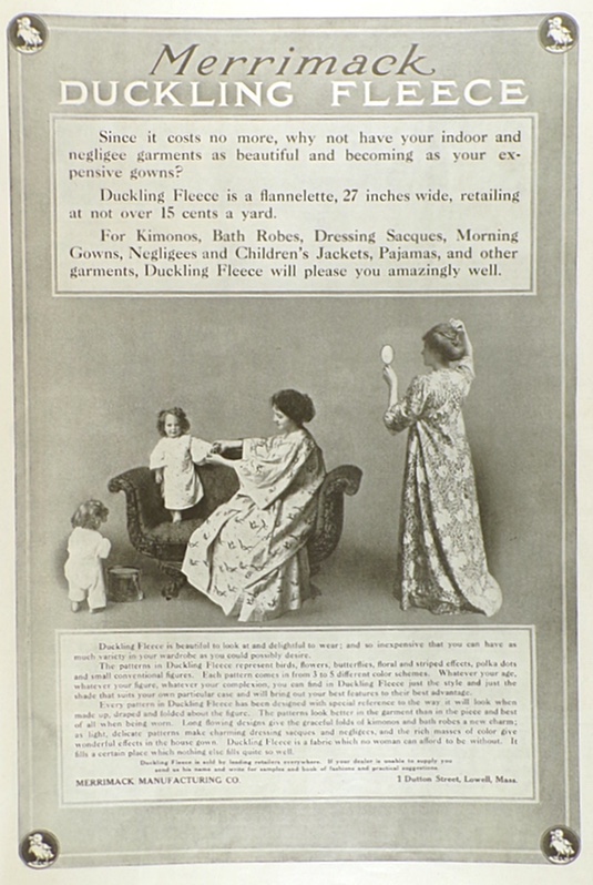 1909 Antique Merrimack Ducking Fleece Ad