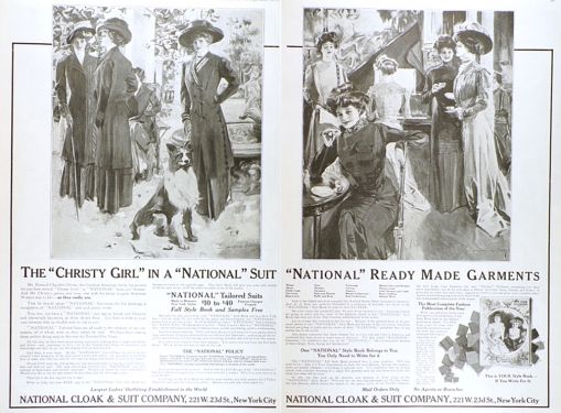 1909 National Cloak Women's Fashion Ad ~ Christy Girls