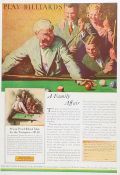 1929 Vintage Brunswick Pool Table Ad ~ Play Billiards
