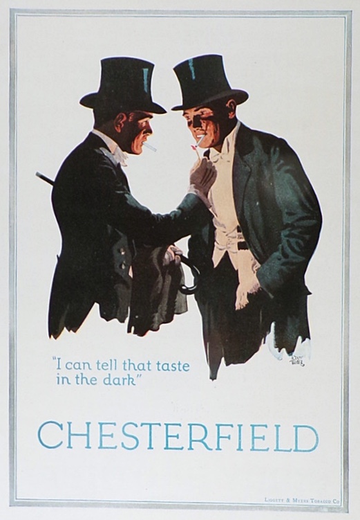 1926 Chesterfield Cigarettes Ad ~ Men in Top Hats