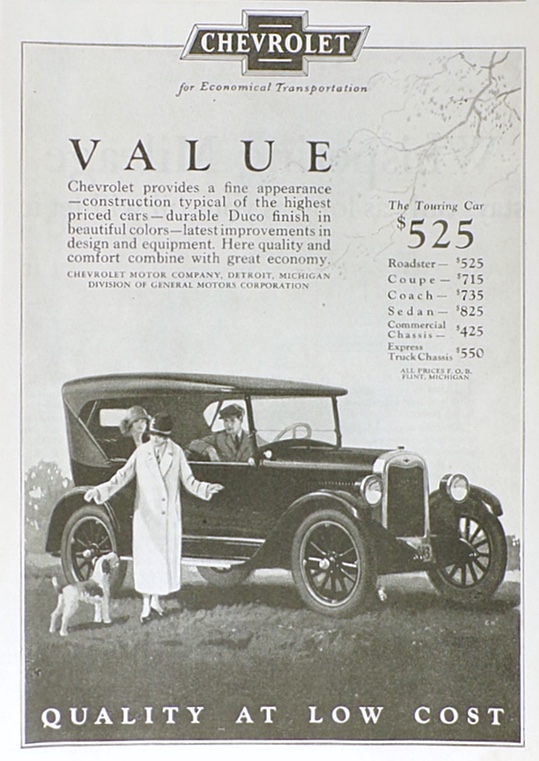 1925 Chevrolet Touring Car Ad ~ Value