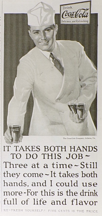 1925 Coca Cola Coke Ad ~ It Takes Both Hands