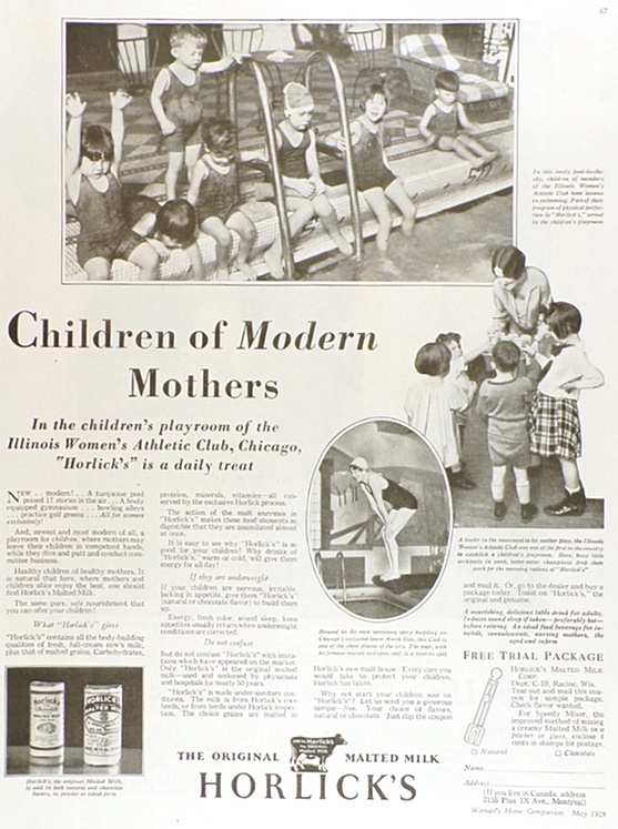 1929 Horlick's Ad ~ Illinois Women's Athletic Club Photo