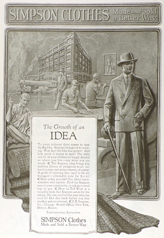 1925 Simpson Men's Clothing Ad ~ Growth of an Idea