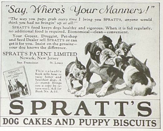 1925 Spratt's Dog Biscuits Ad ~ Where's Your Manners!