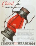 1929 Timken Bearings Ad ~ Red Globe Railroad Lantern