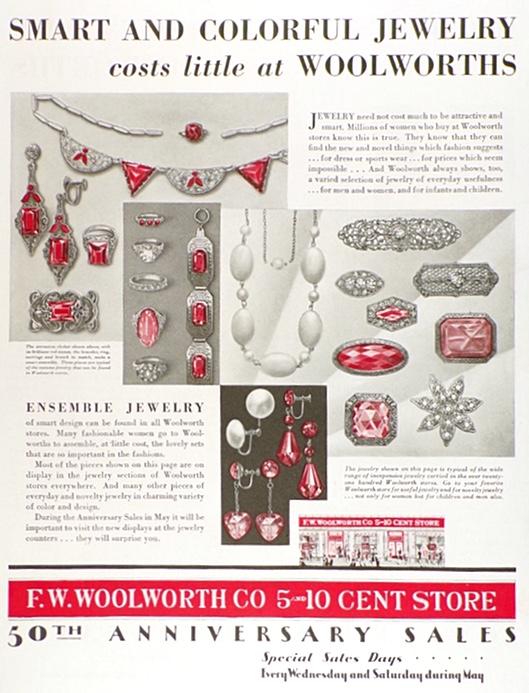 1929 FW Woolworth Costume Jewelry Ad