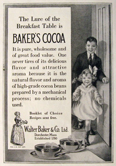 1919 Baker's Cocoa Ad ~ Lure of the Breakfast Table
