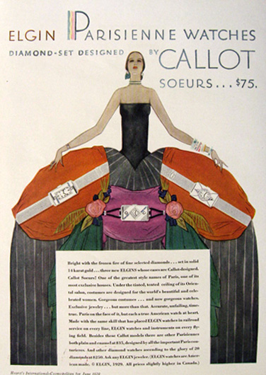 1929 Elgin Callot Soeurs Watch Ad