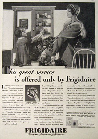 1929 Frigidaire Refrigerator Ad ~ E.M. Jackson Art