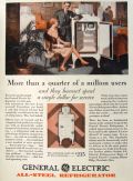 1929 GE Refrigerator Ad ~ No Service Needed