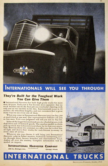 1936 International Trucks Ad ~ Chester Folck Jerseys