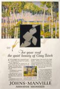 1926 Johns Manville Asbestos Shingles Ad ~ Gray Birch