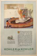 1925 Kohler Plumbing Fixtures Ad ~ Baby on Bath Rug