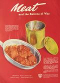1945 WWII American Meat Institute Ad ~ Rations of War