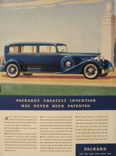 1934 Packard Car Ad ~ Never Patented