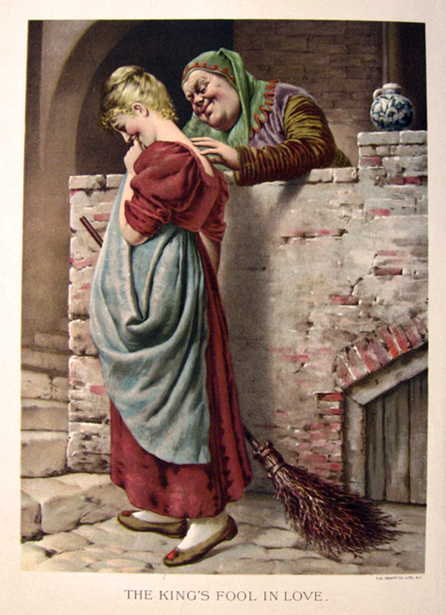 1895 Jester & Young Woman Antique Print Chromo ~ Knapp Co.