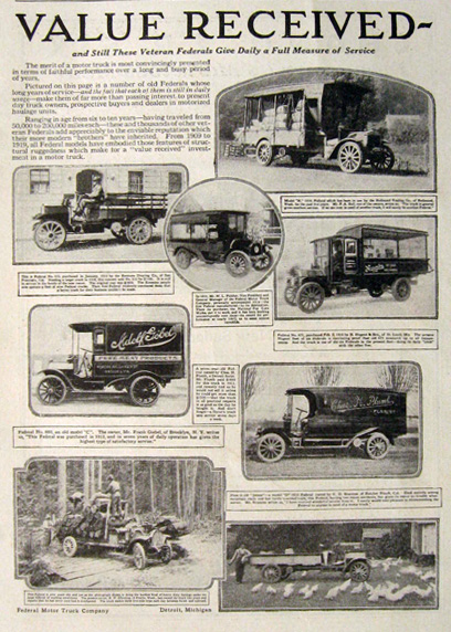 1919 Federal Motor Truck Ad ~ Antique Truck Photos