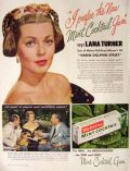1947 Warner's Mint Cocktail Chewing Gum Ad ~ Lana Turner