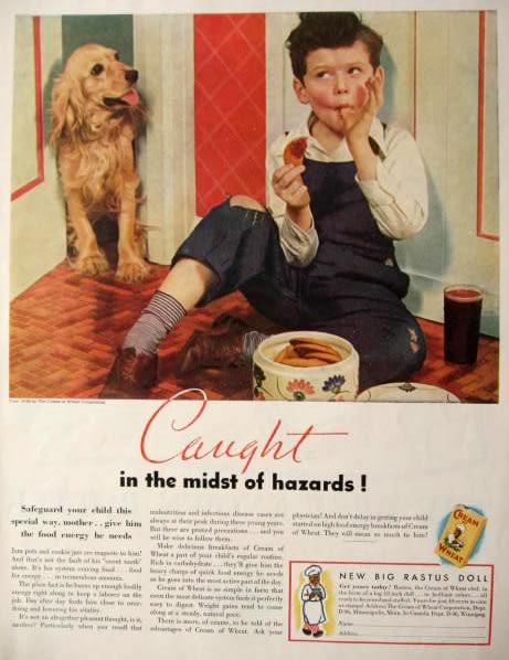 1936 Cream of Wheat Ad ~ Boy & Cocker Spaniel