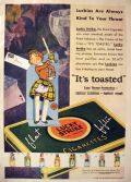 1930 Lucky Strike Flat Fifties Ad ~ Merry Little Figures in Tin