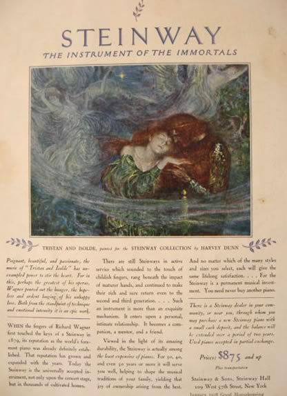 1928 Steinway Piano Ad ~ Tristan & Isolde by Harvey Dunn