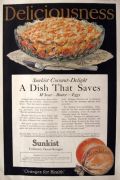 1918 Sunkist Oranges Ad ~ Coconut Delight Recipe