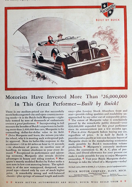 1930 Buick Marquette Ad ~ Great Performer