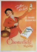 1938 Chesterfield Cigarettes Ad ~ Band Lady with French Horn