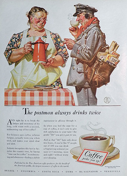 1941 Coffee Ad ~ Mailman ~ JC Leyendecker