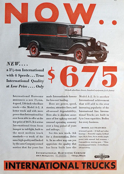 1931 International Trucks Ad ~ Model A-2