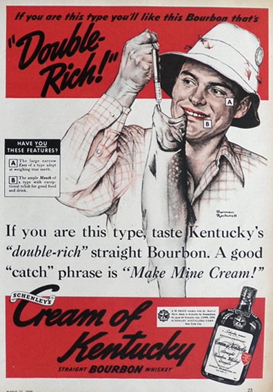 1939 Cream of Kentucky Whiskey Ad ~ Rockwell Fisherman