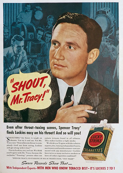 1938 Lucky Strike Cigarettes Ad ~ Spencer Tracy