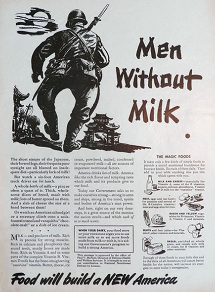 1942 Racist Dairy Ad ~ Men Without Milk