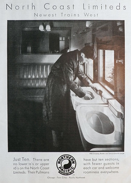 1930 Northern Pacific Railway Ad ~ Dressing Room Photo