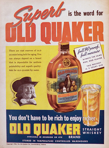 1938 Old Quaker Whiskey Ad ~ Don't Have to Be Rich, Vintage Beer ...