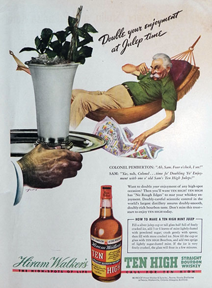 1938 Hiram Walker Whiskey Ad ~ Mint Julep
