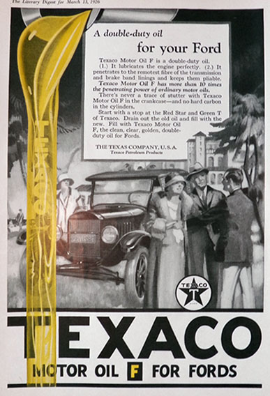 1926 Texaco Oil Ad ~ For Your Ford