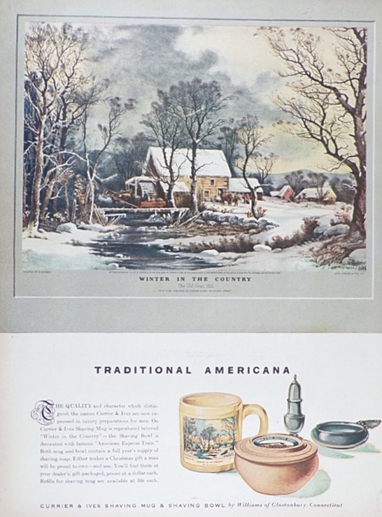 1946 Currier & Ives Shaving Mug & Bowl Ad