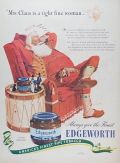 1946 Edgeworth Pipe Tobacco Ad ~ Santa Enjoys His Pipe