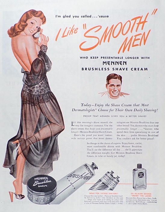 1946 Mennen Shave Cream Ad ~ Pinup Style Art ~ Mingo?