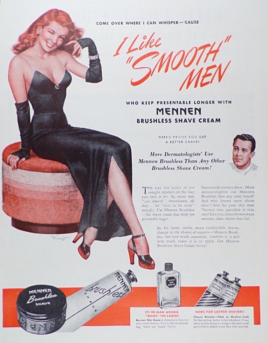 1946 Mennen Shave Cream Ad Norman Mingo Pinup Art, Vintage Health