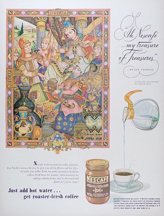 1946 Nescafe Coffee Ad ~ Arthur Szyk Art