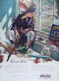 1946 Pacific Sheets Ad ~ Young Boy Is Home Sick