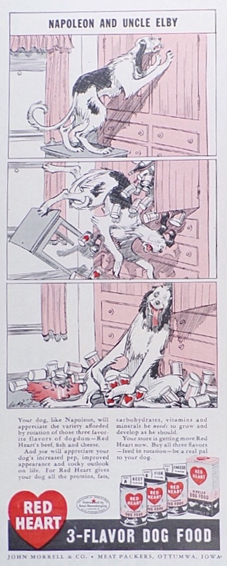 1946 Red Heart Dog Food Ad ~ Clifford McBride ~ Napoleon the Dog
