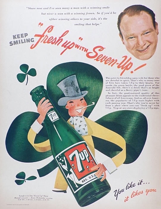1946 Vintage 7-Up Ad ~ St. Patty's Shamrock