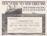 1910 Southern Pacific Steamship Ad ~ New York to New Orleans
