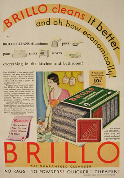 1930 Vintage Brillo Cleanser Ad ~ Economical