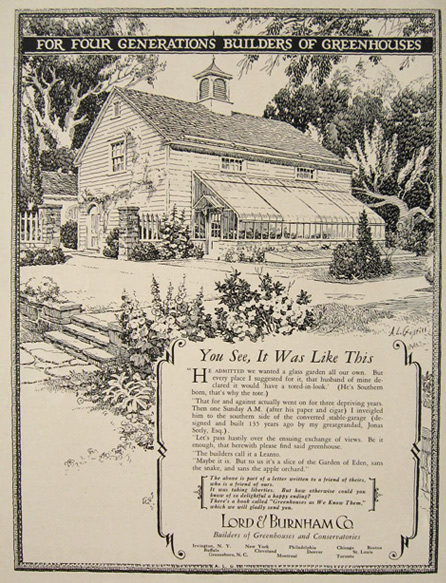 1929 Lord & Burnham Greenhouses Ad